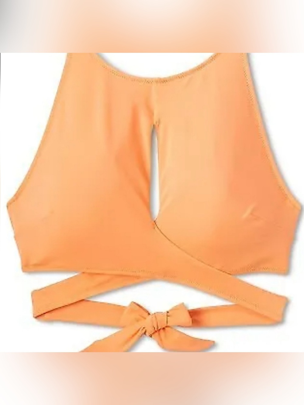 Shade & Shore Peach Orange High Neck Wrap Bikini Top